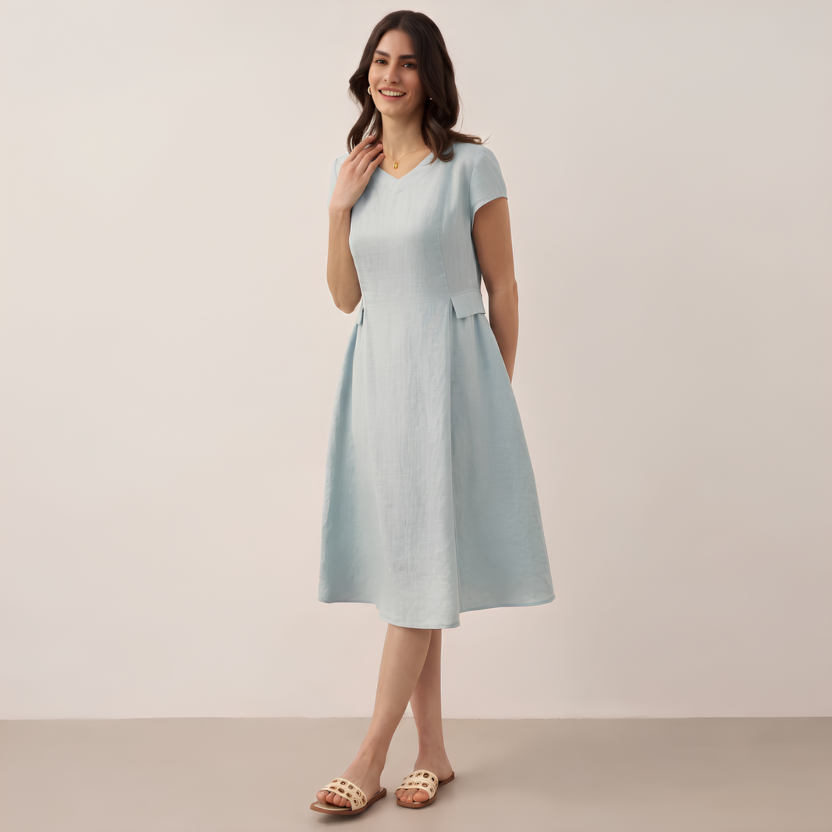 Alexa V-Neck Linen Dress