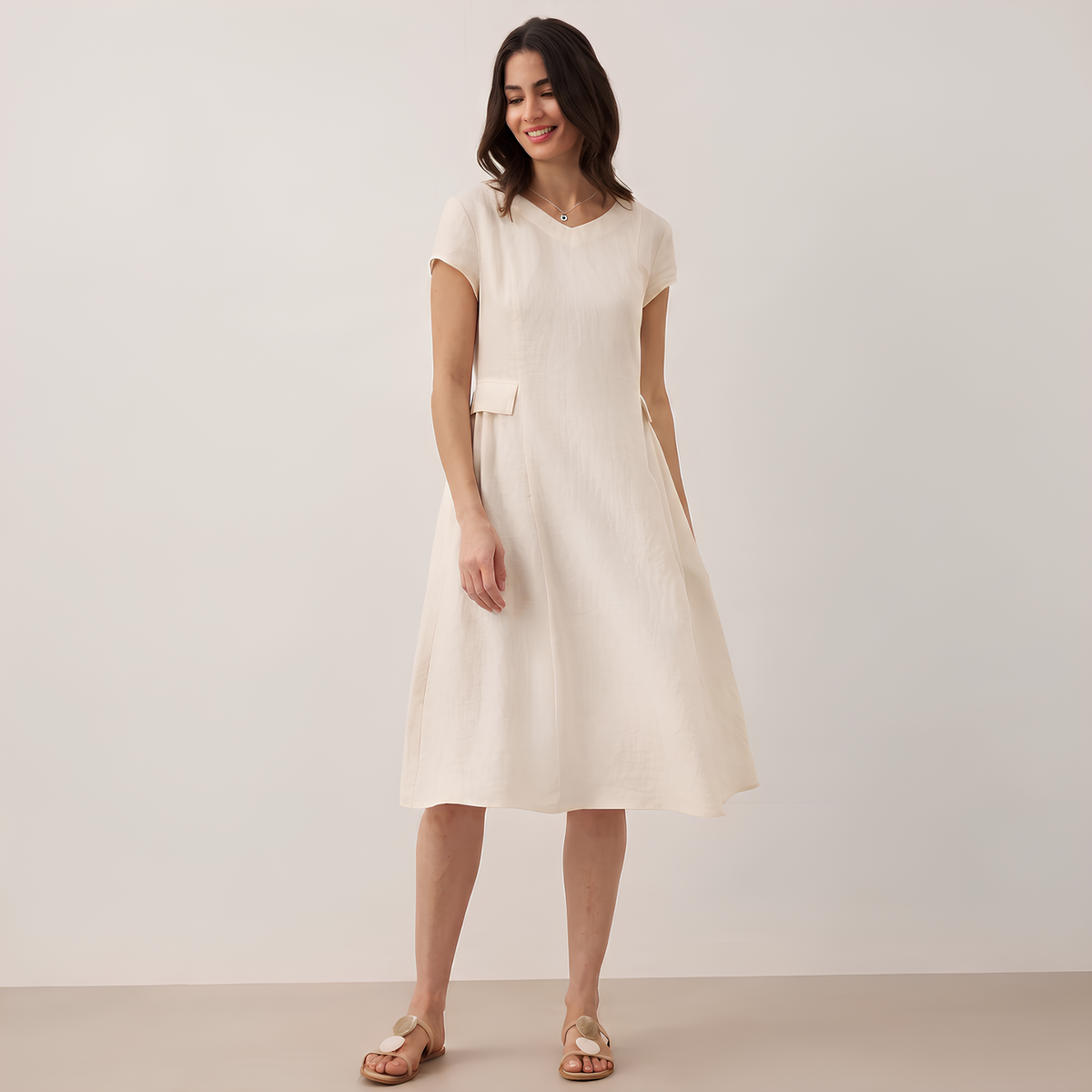 Alexa V-Neck Linen Dress