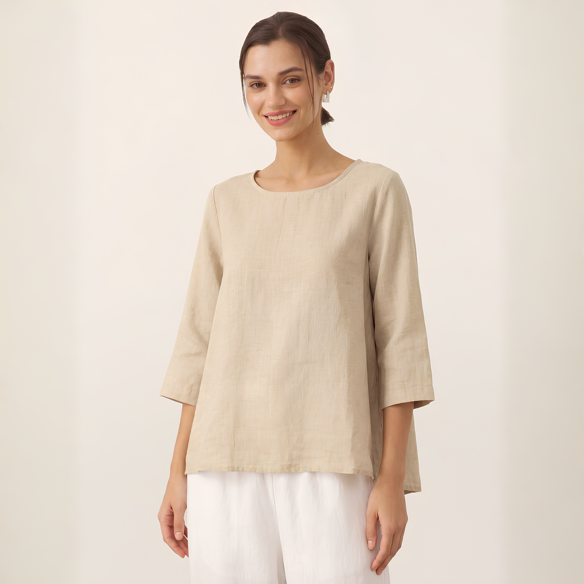 Anna Asymmetric Linen Top