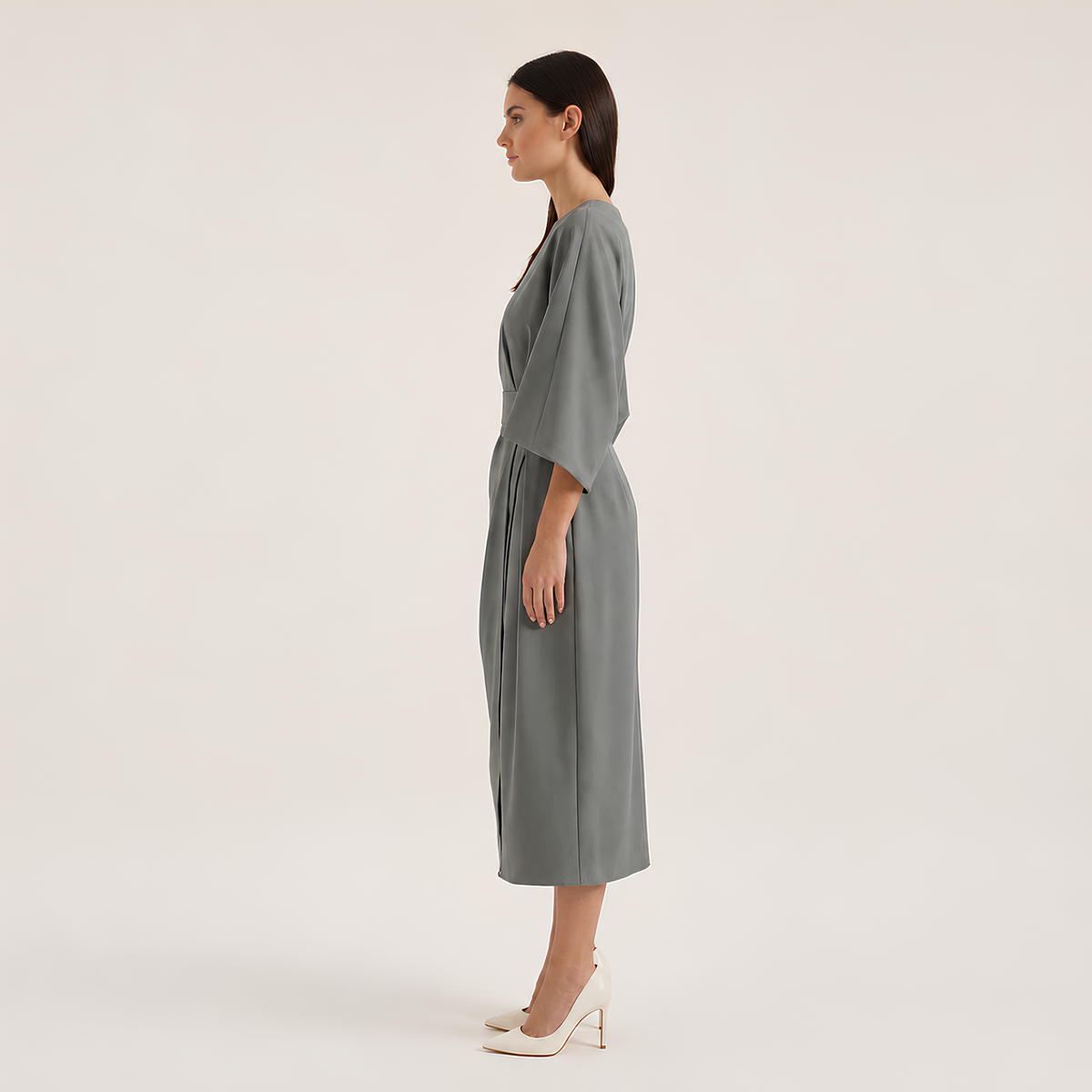 Balloon Sleeve Midi Dress
