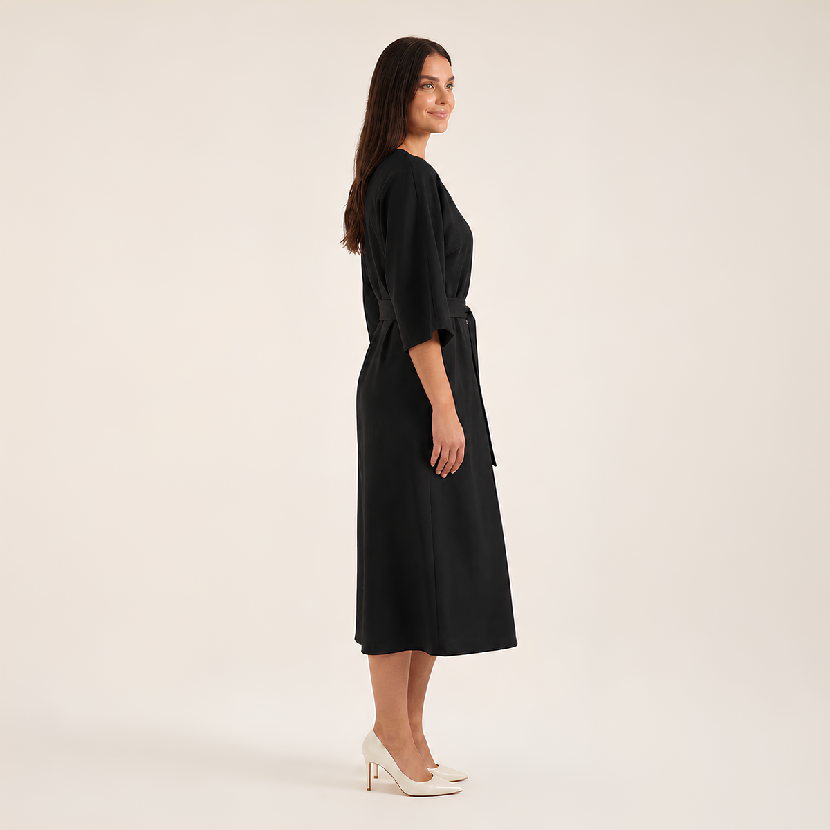 Balloon Sleeve Midi Dress