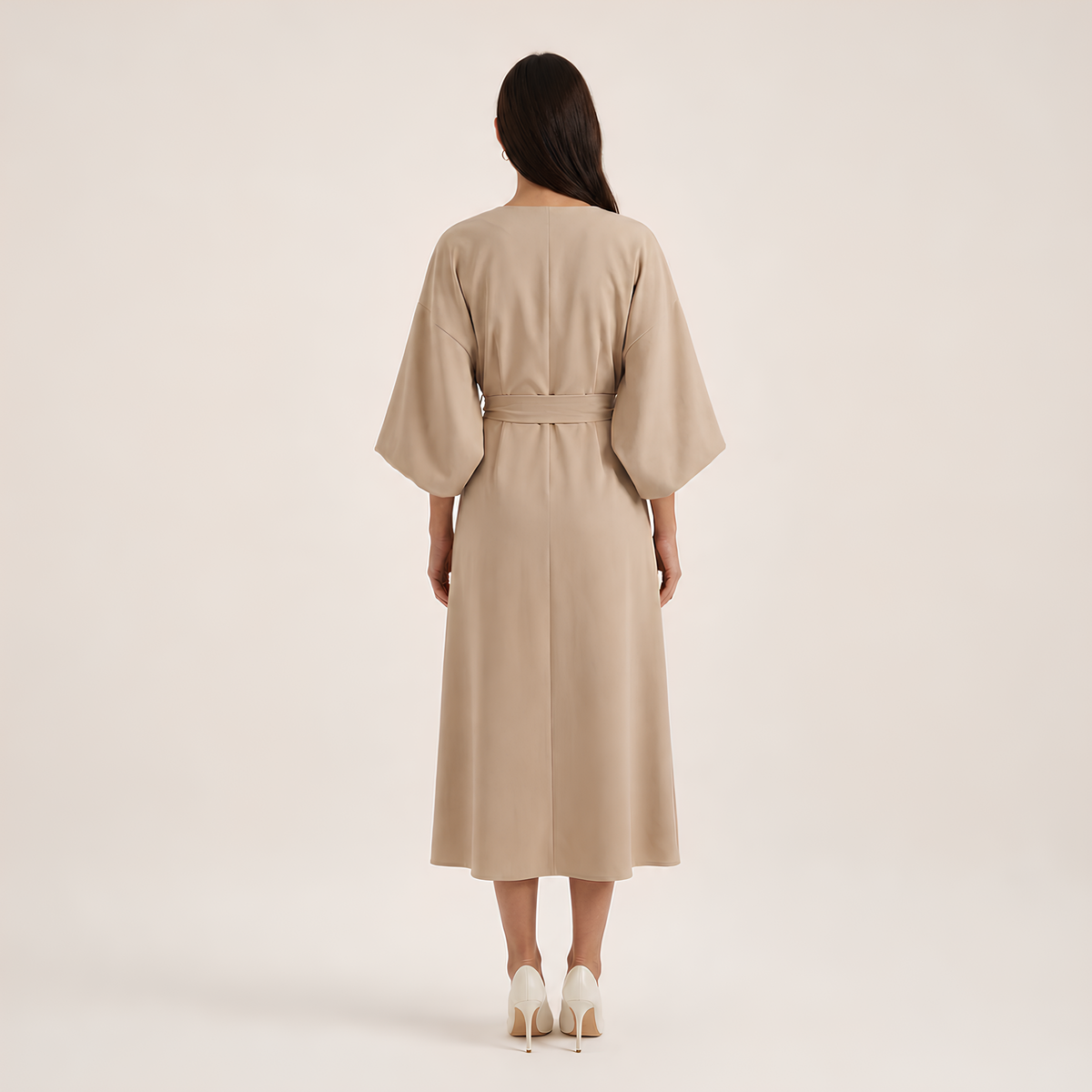 Balloon Sleeve Midi Dress