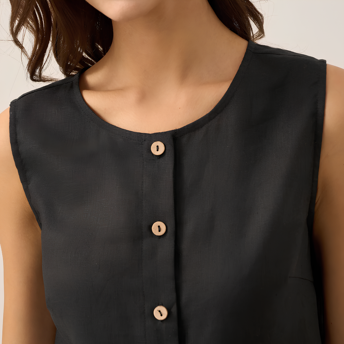 Button Down Linen Tank Top