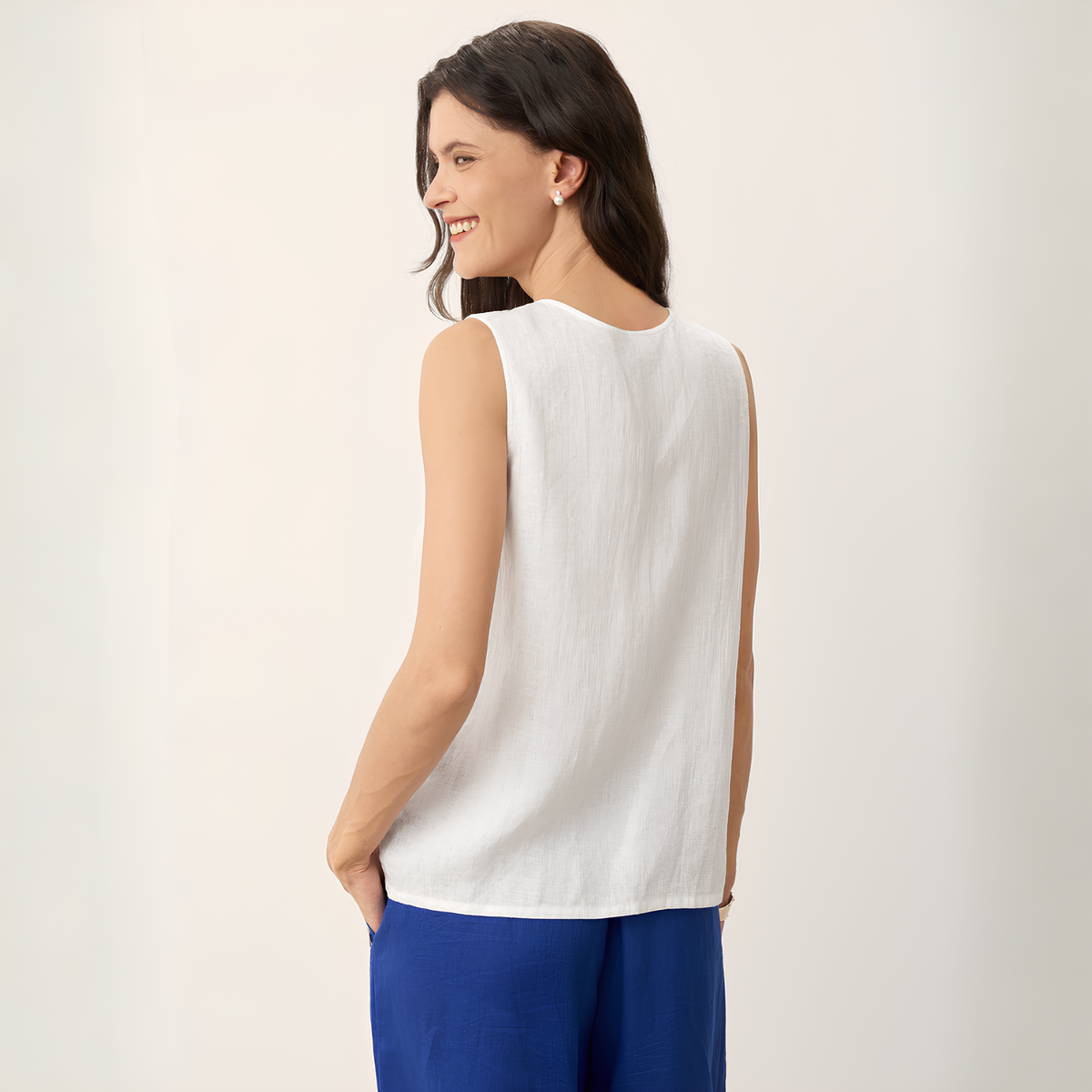 Button Down Linen Tank Top