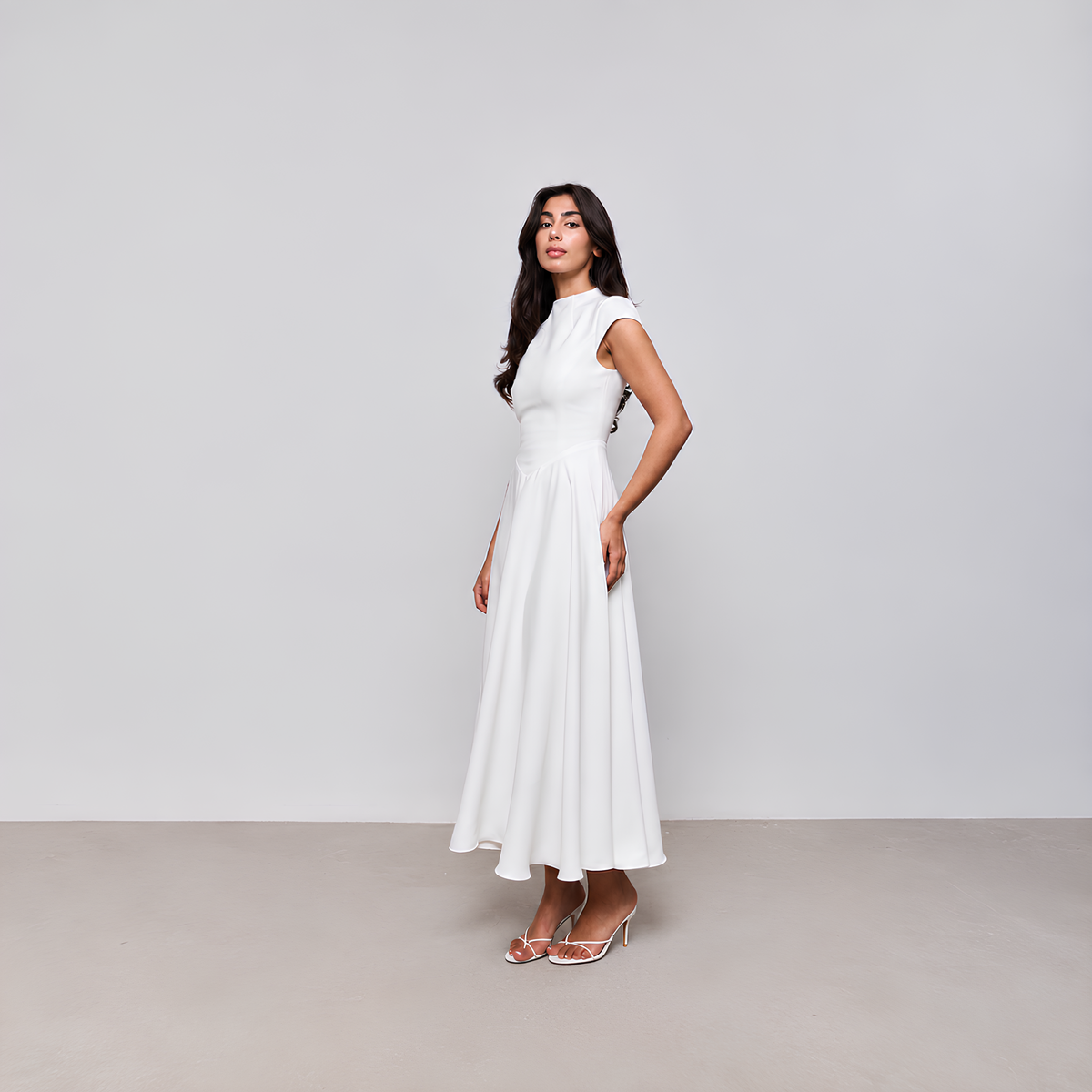Cap Sleeve Midi Dress Vella