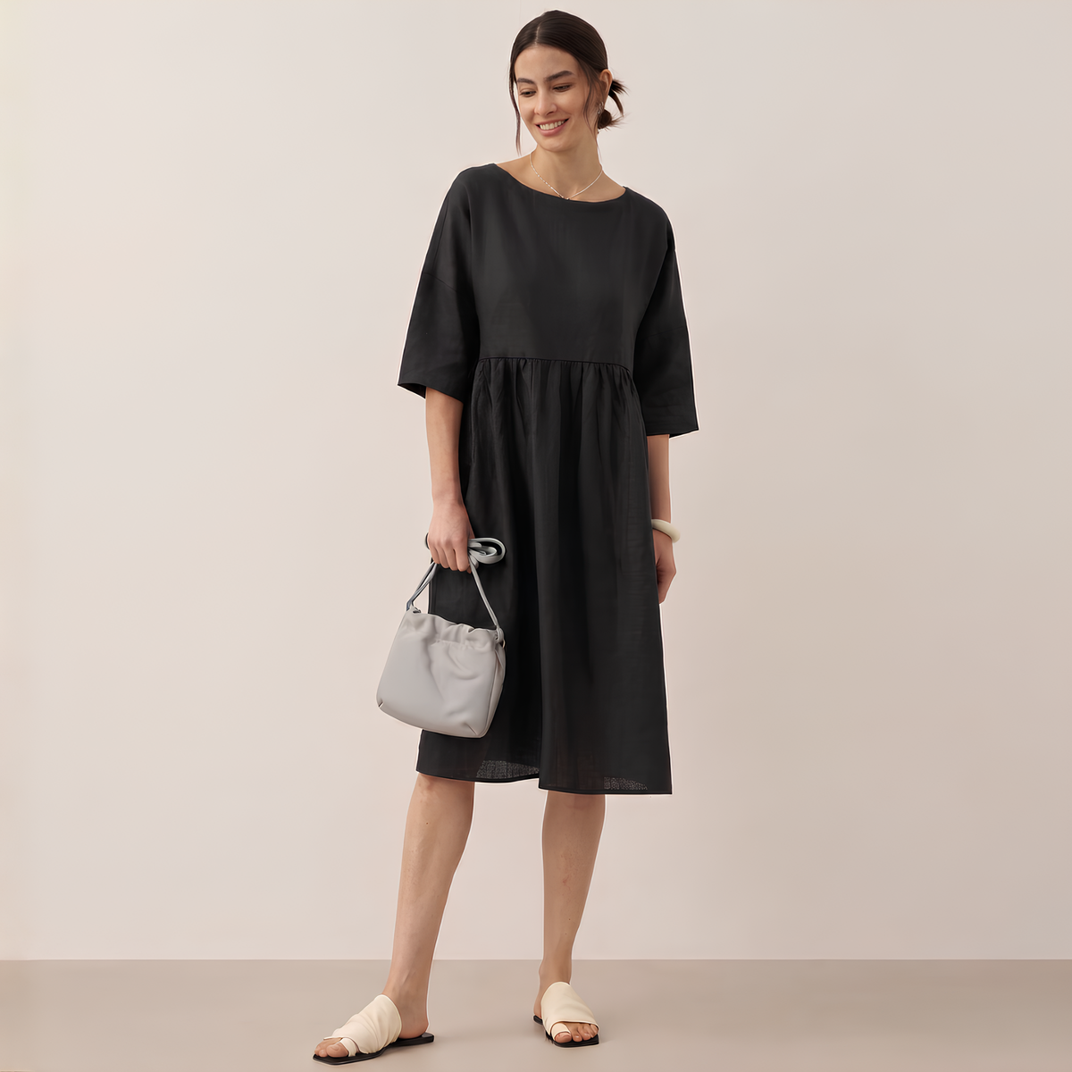 Linen A-Line Midi Dress