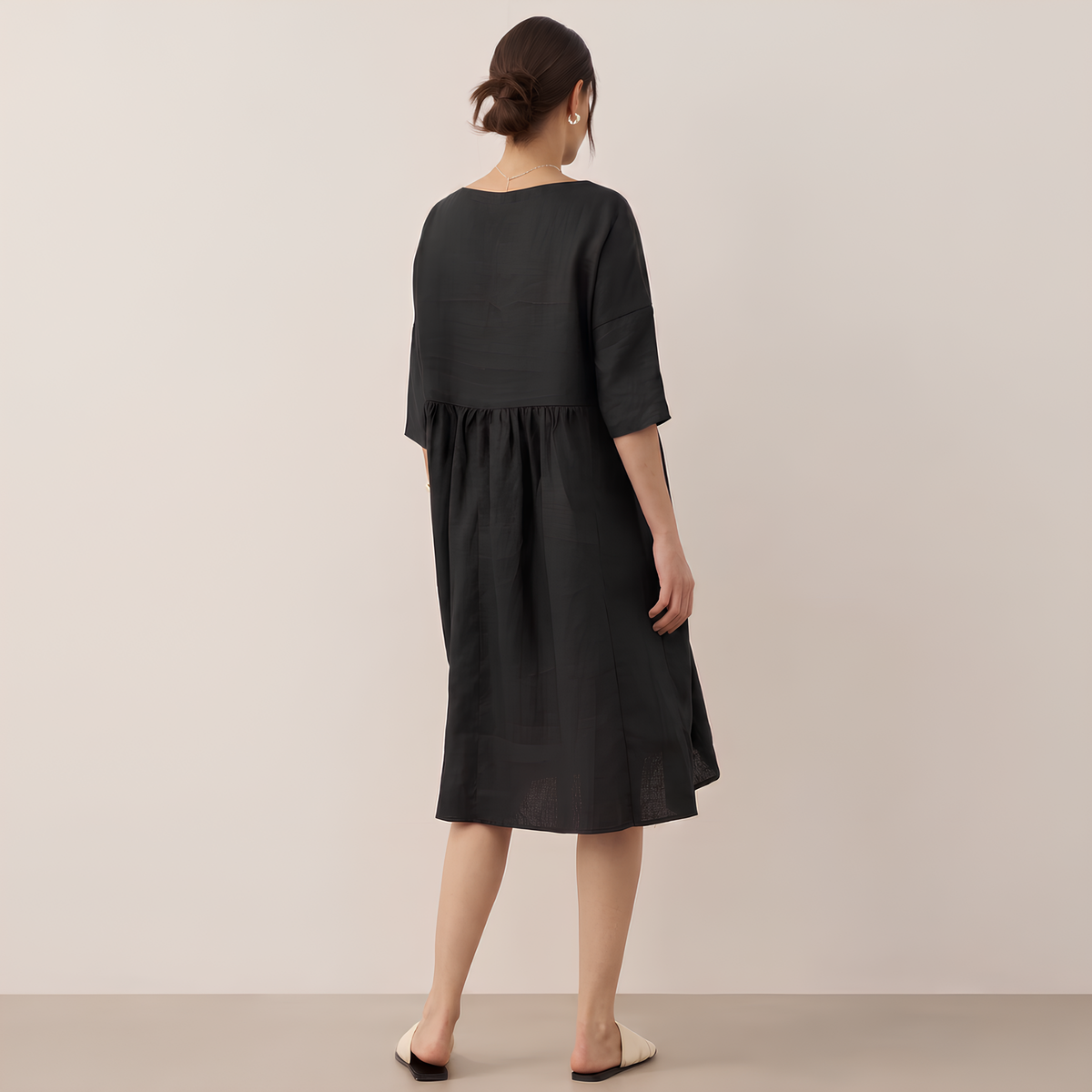 Linen A-Line Midi Dress
