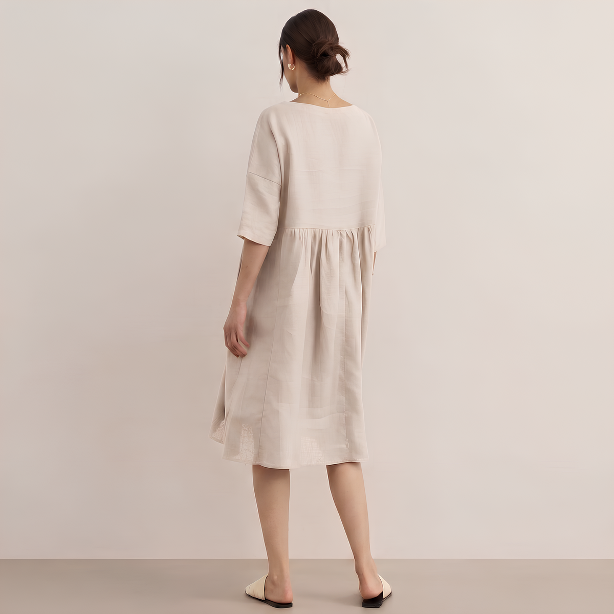 Linen A-Line Midi Dress