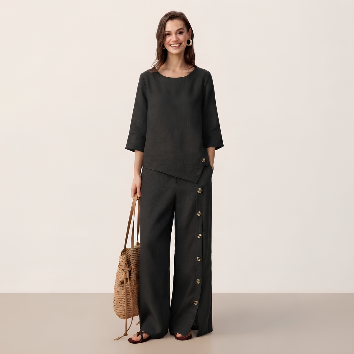 Nyla Asymmetric Linen Top