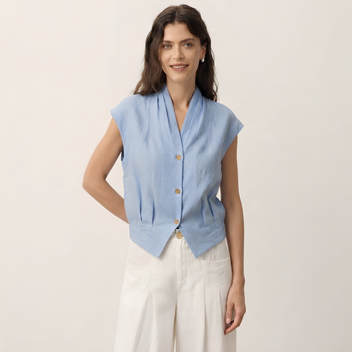 Surplice Linen Cropped Shirt