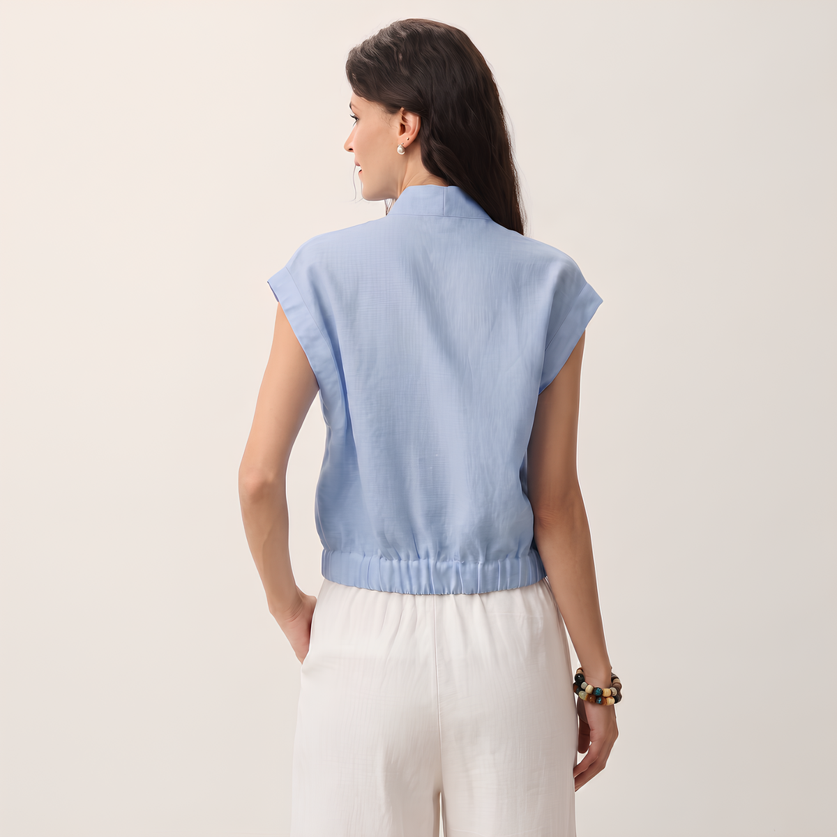 Surplice Linen Cropped Shirt