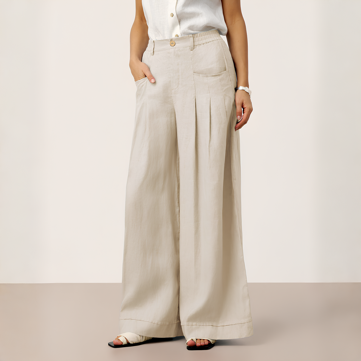 Vera Pleated Linen Trousers
