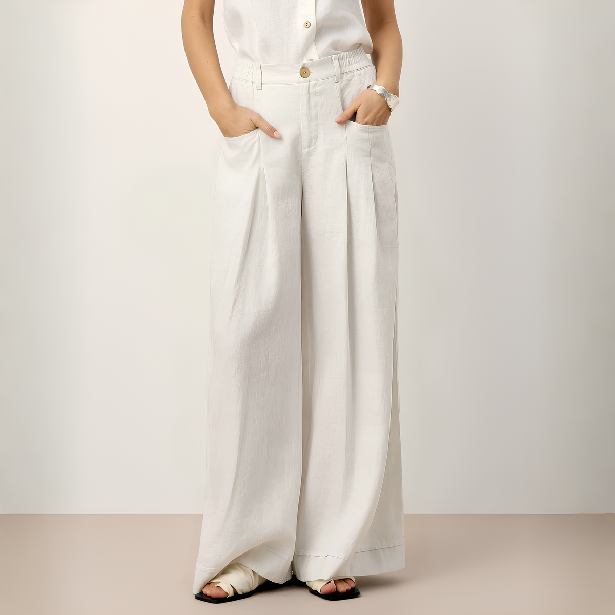 Vera Pleated Linen Trousers