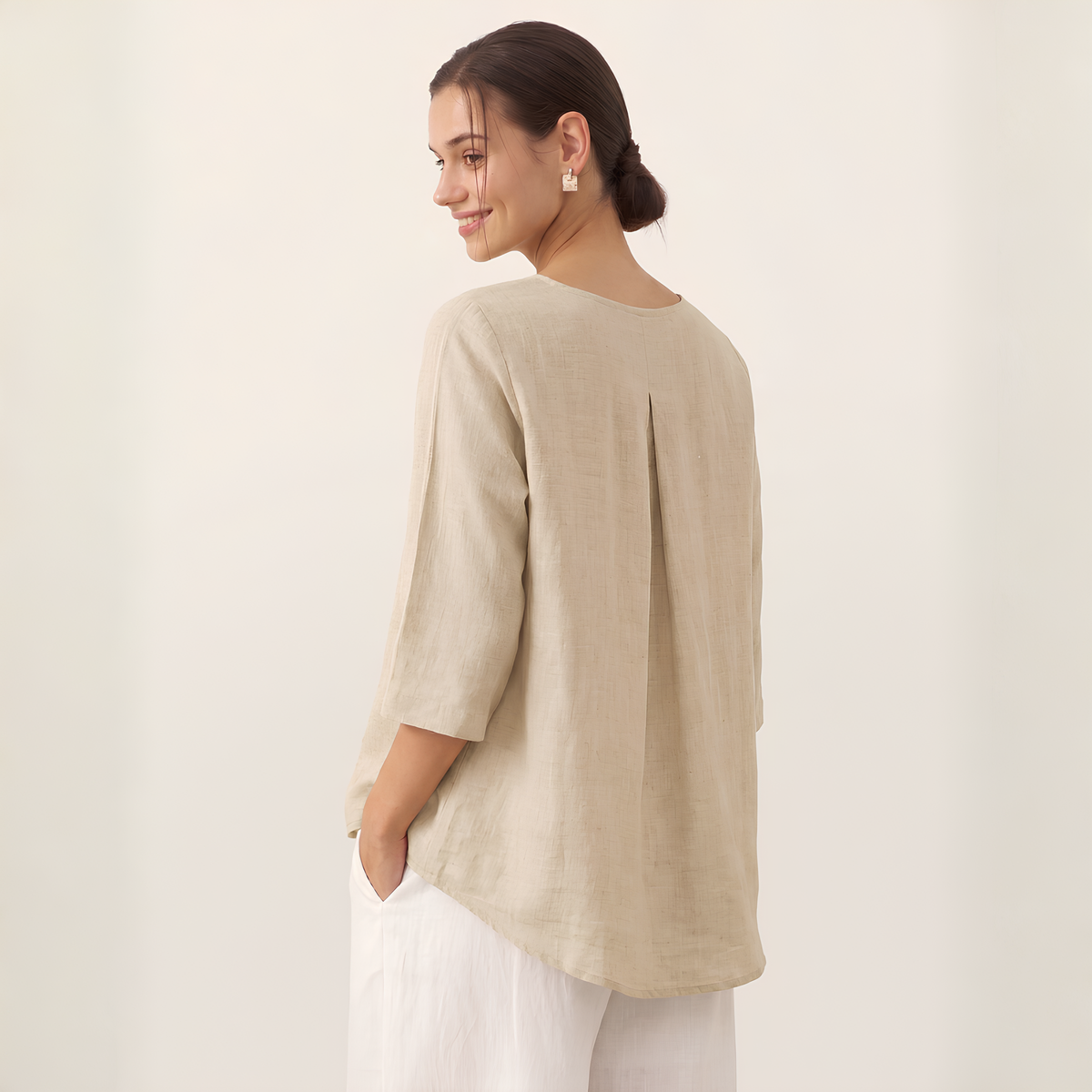 Anna Asymmetric Linen Top