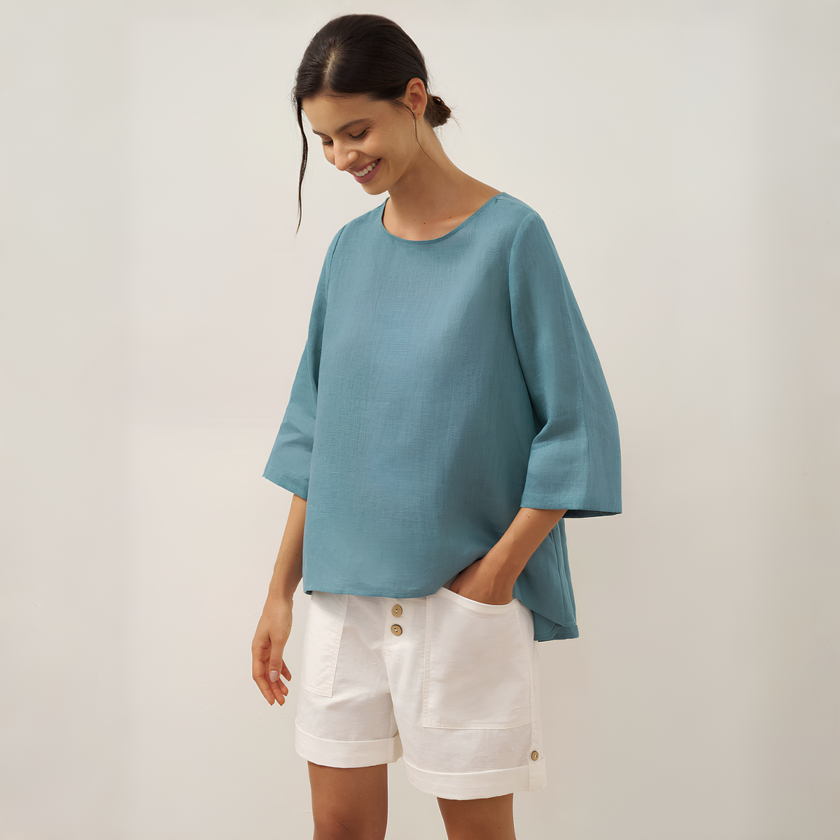 Anna Asymmetric Linen Top