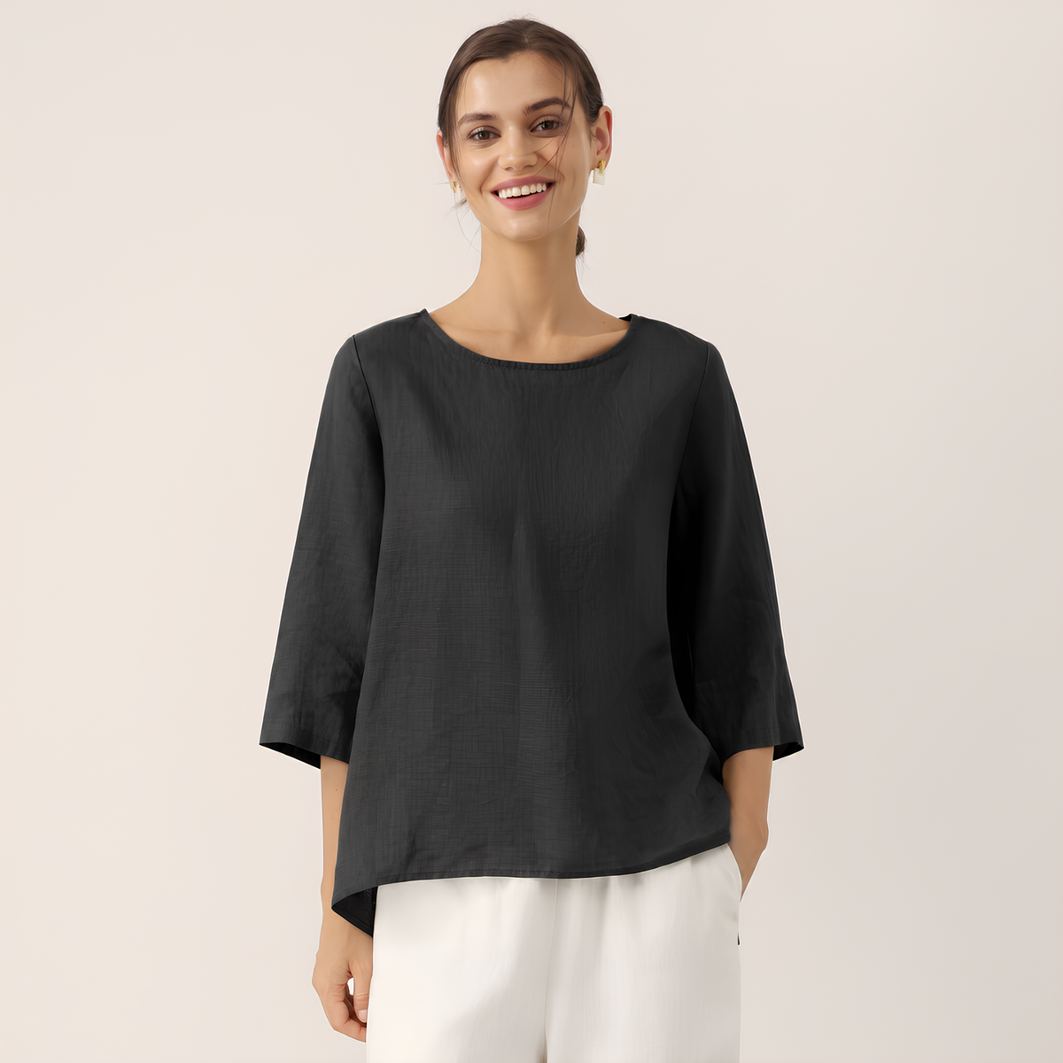 Anna Asymmetric Linen Top