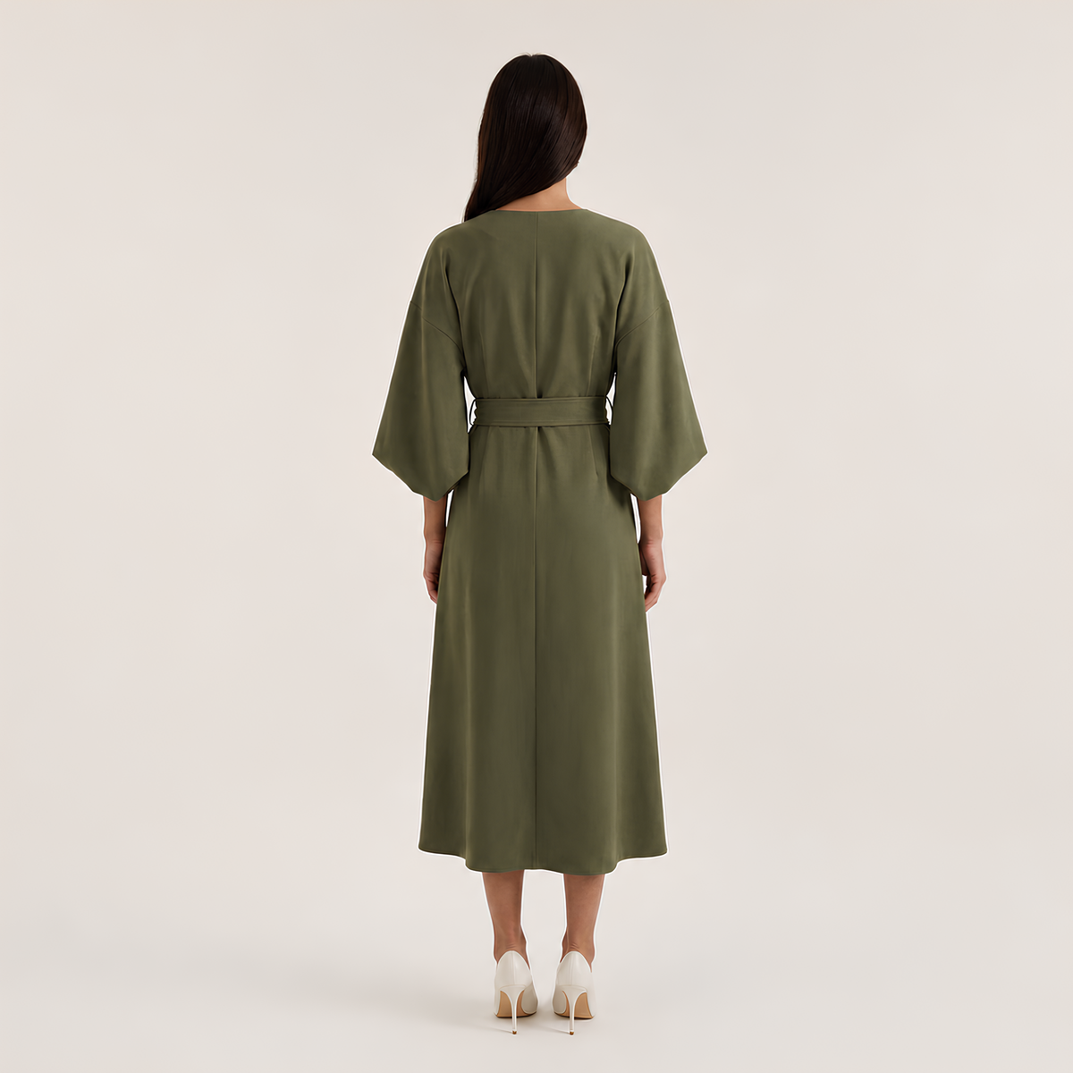 Balloon Sleeve Midi Dress