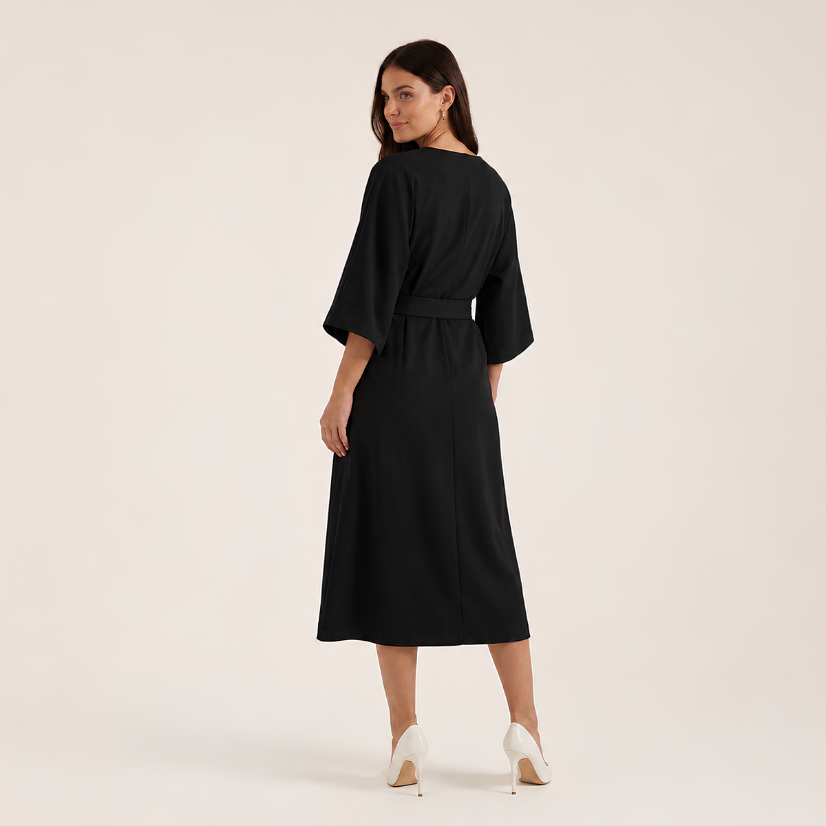 Balloon Sleeve Midi Dress