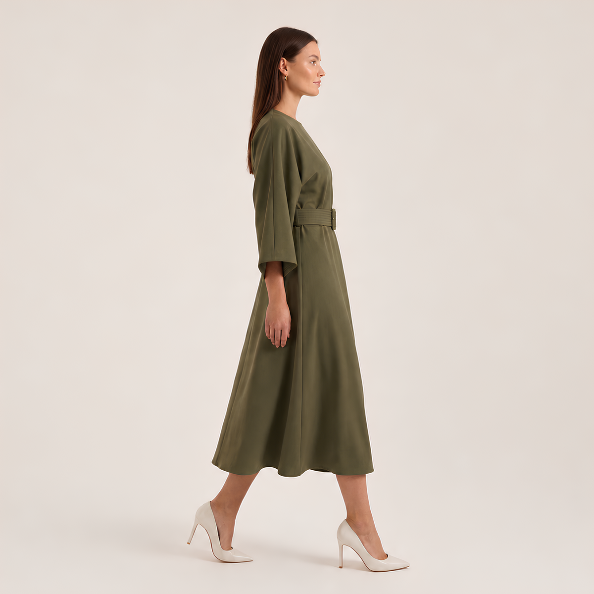 Balloon Sleeve Midi Dress