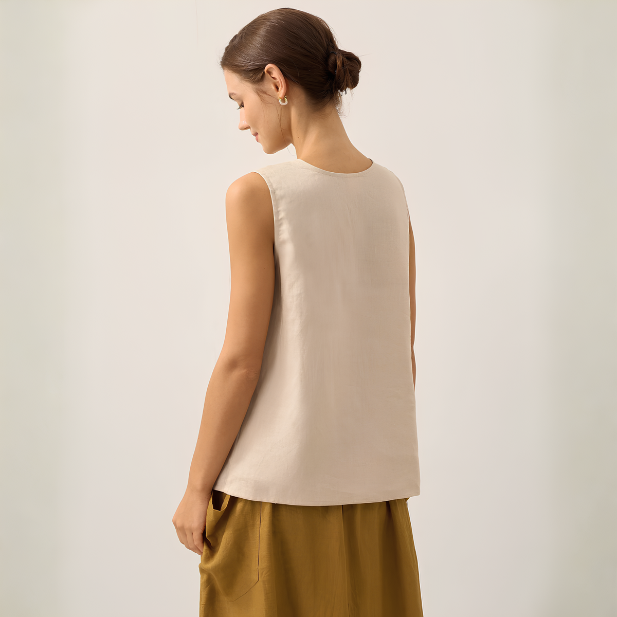 Button Down Linen Tank Top