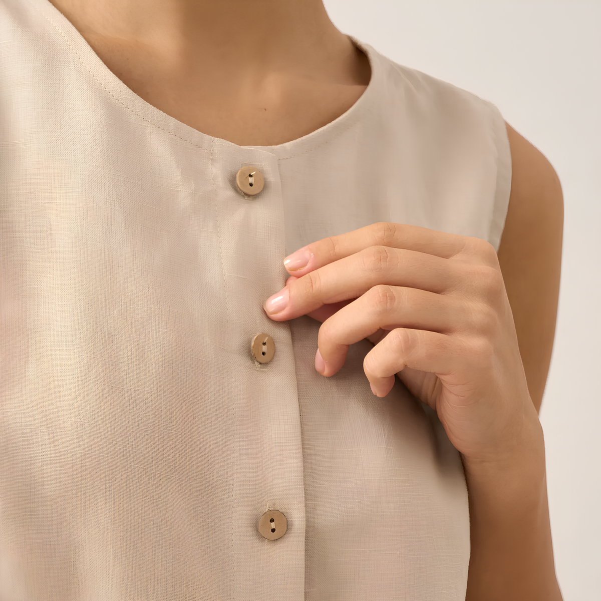 Button Down Linen Tank Top