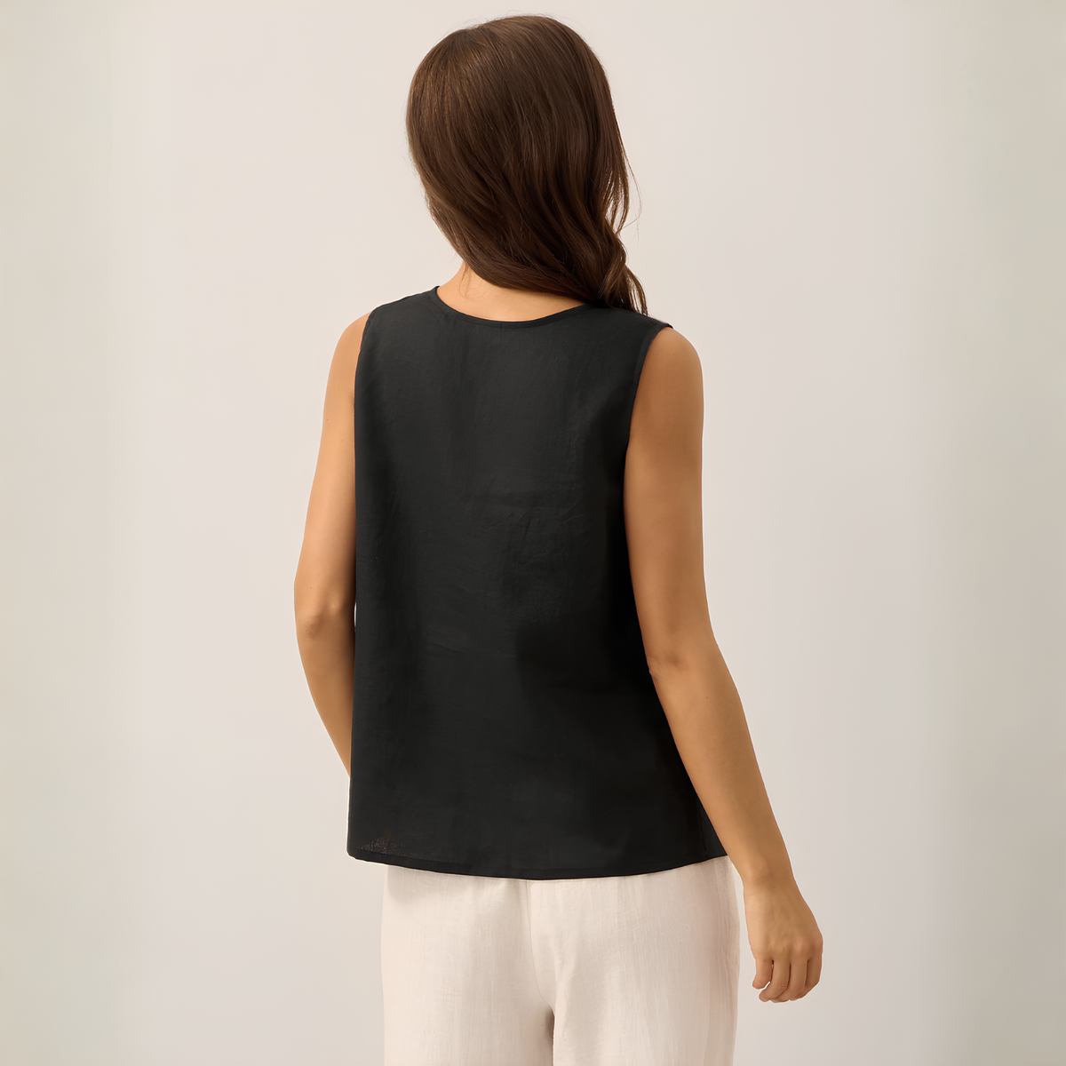 Button Down Linen Tank Top