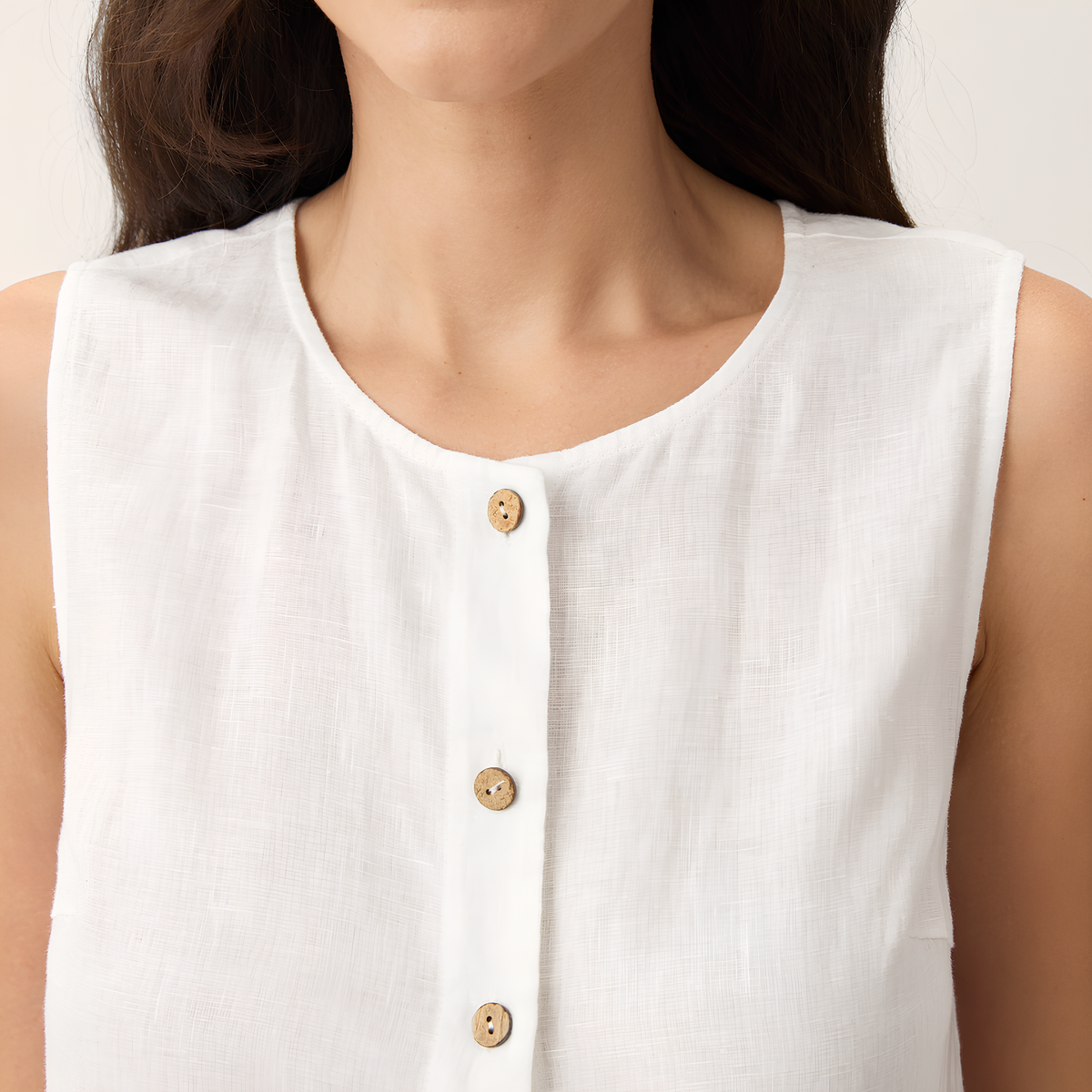 Button Down Linen Tank Top
