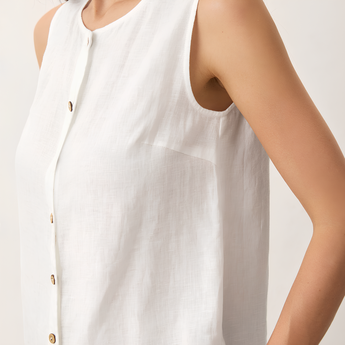 Button Down Linen Tank Top