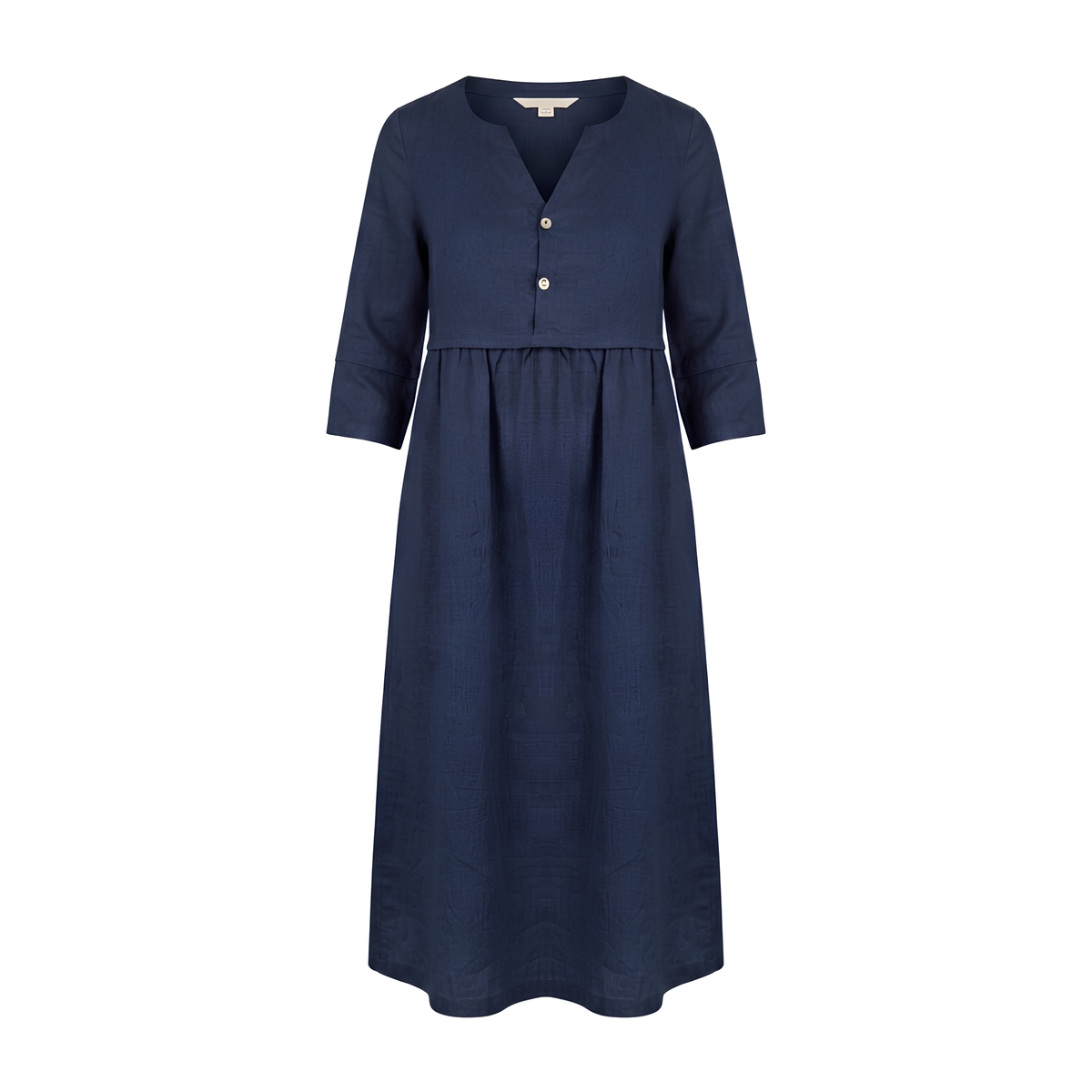 Button Waist Linen Midi Dress