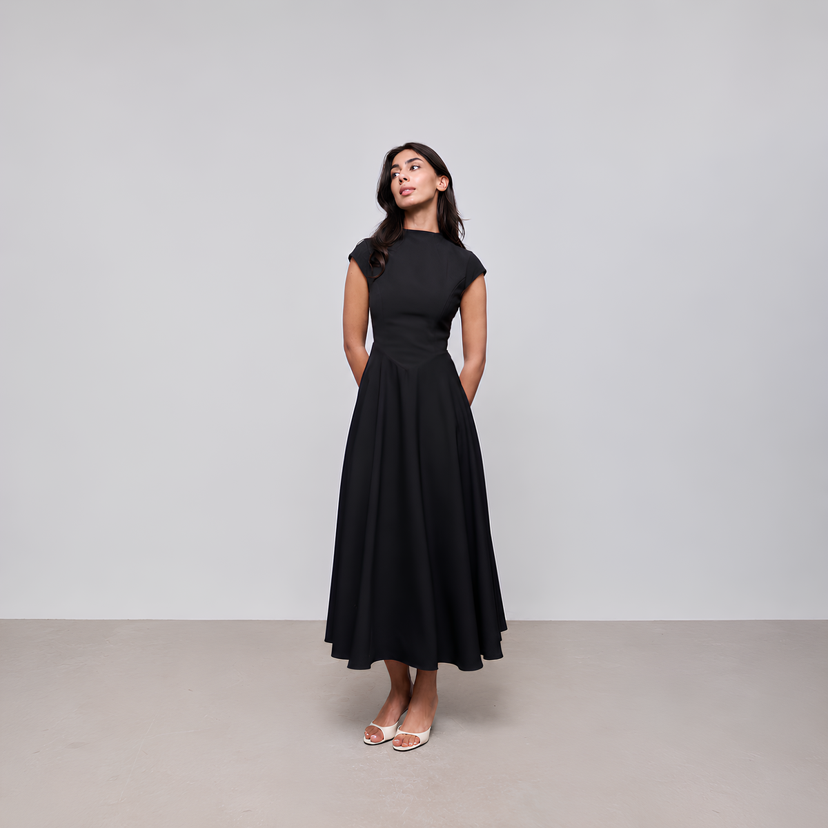 Cap Sleeve Midi Dress Vella