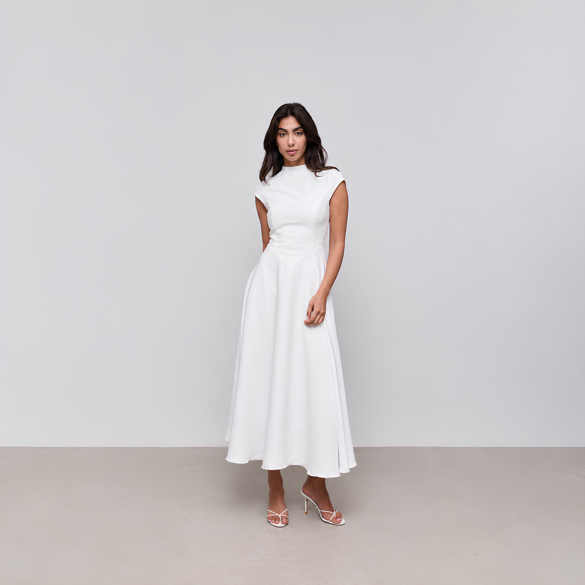 Cap Sleeve Midi Dress Vella