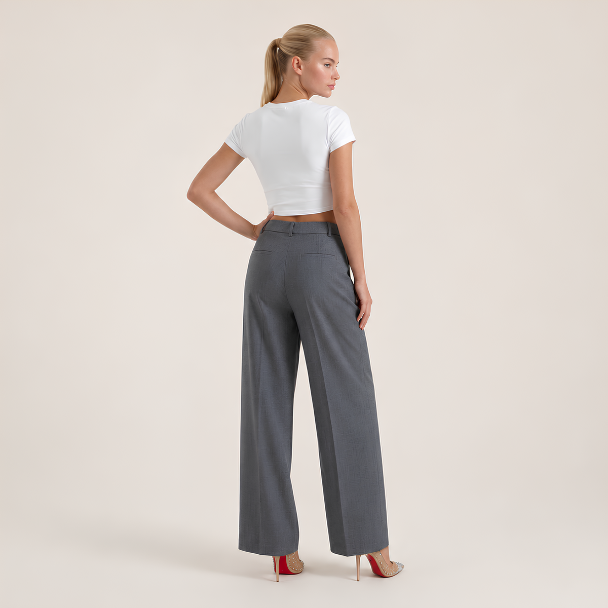 High Waist Linen Blend Pants