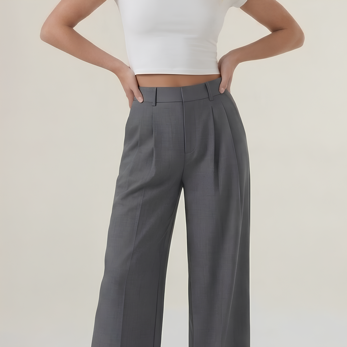 High Waist Linen Blend Pants
