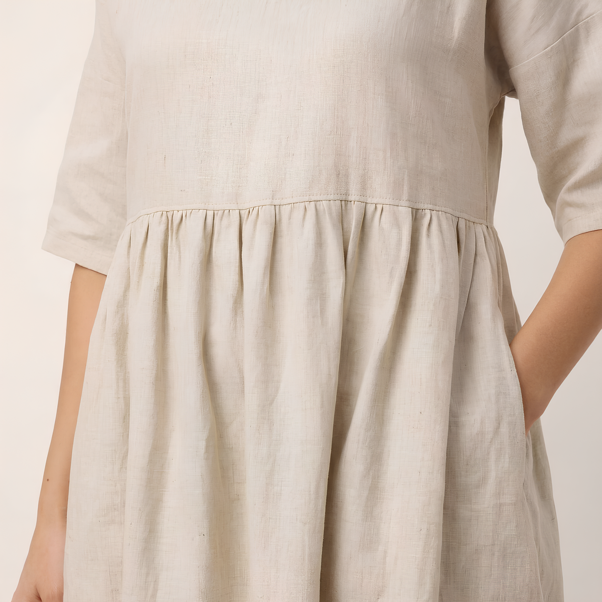 Linen A-Line Midi Dress