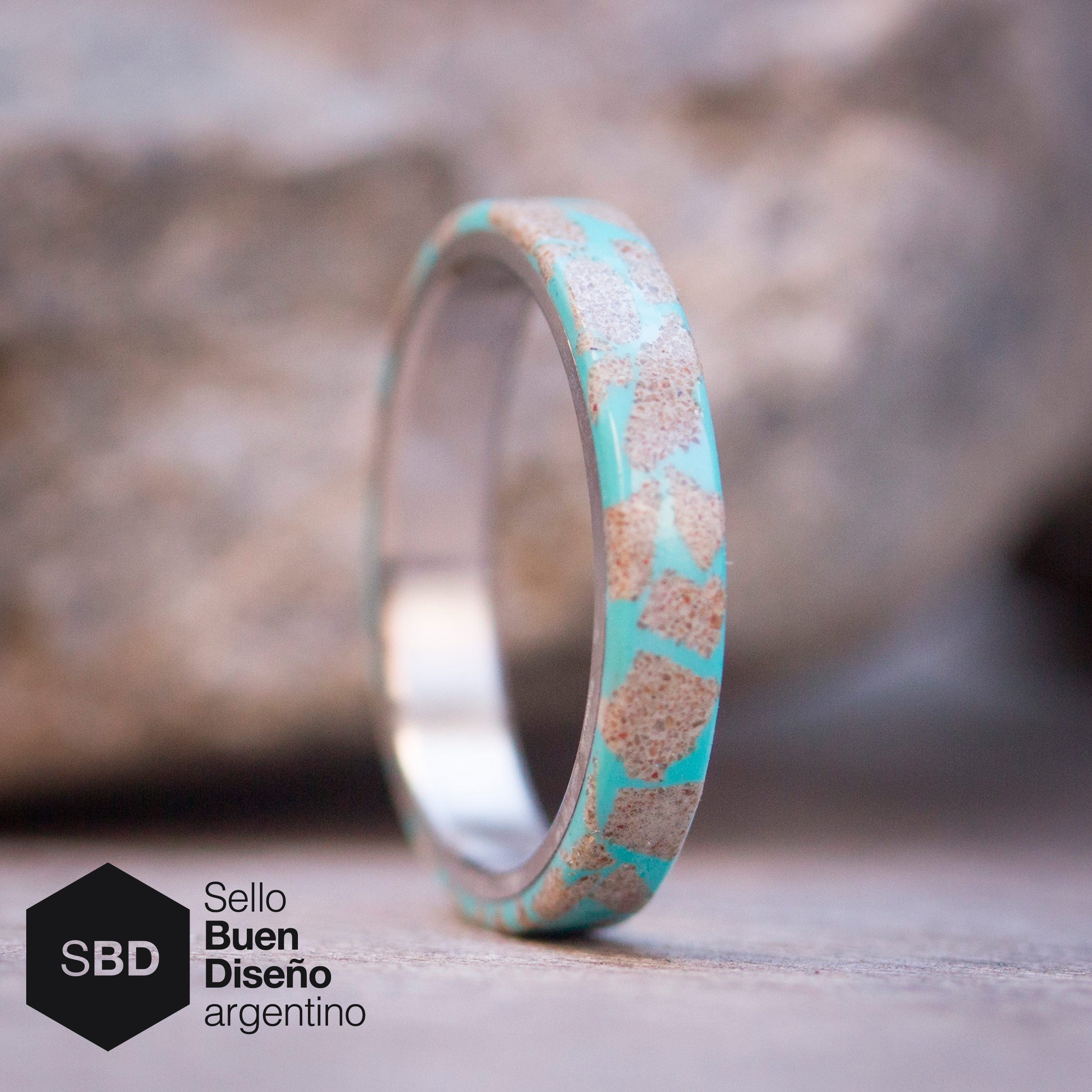 Anillo terrazzo turquesa