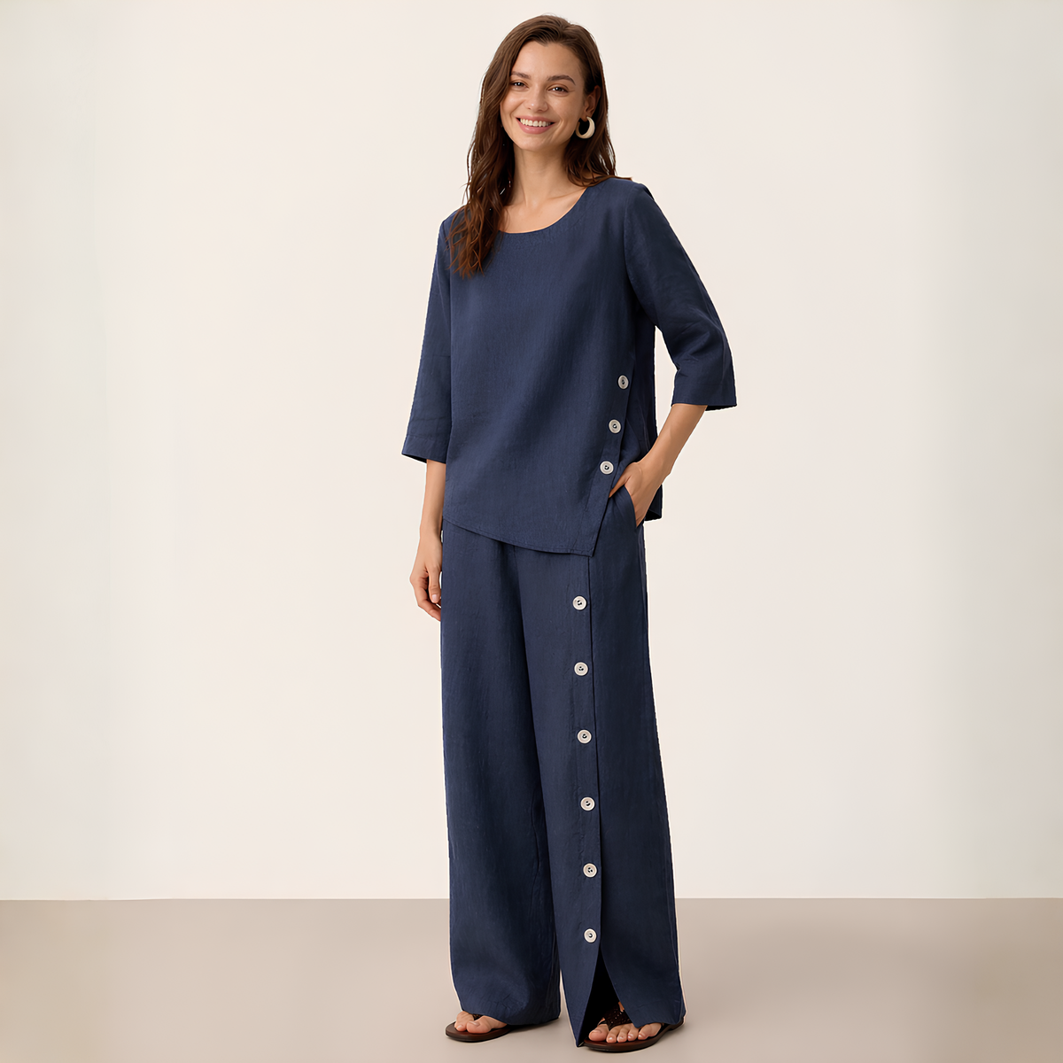 Nyla Asymmetric Linen Top