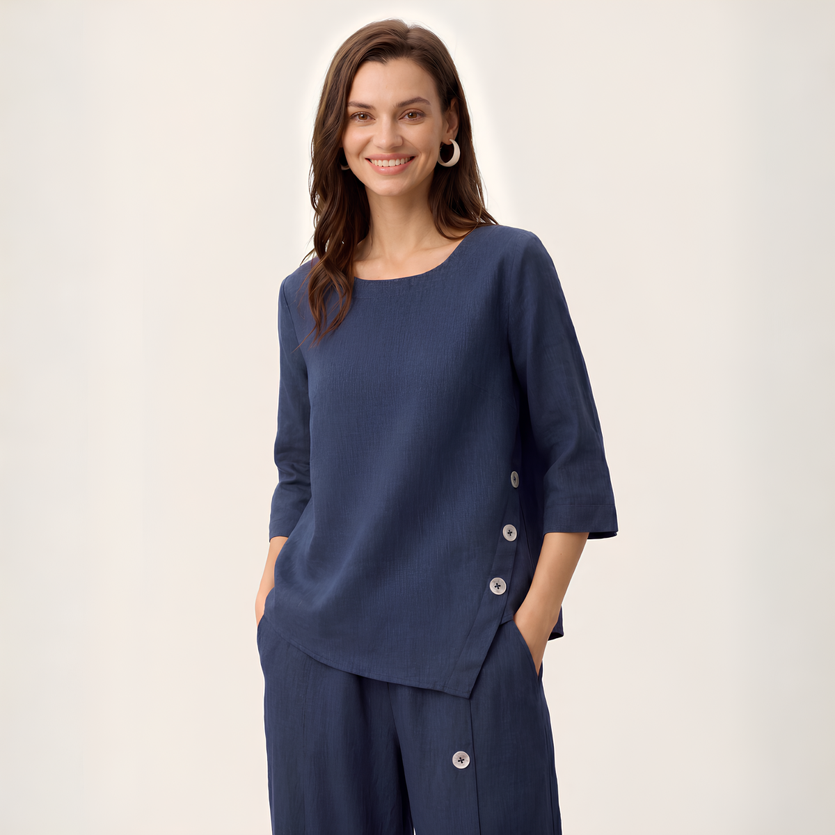 Nyla Asymmetric Linen Top