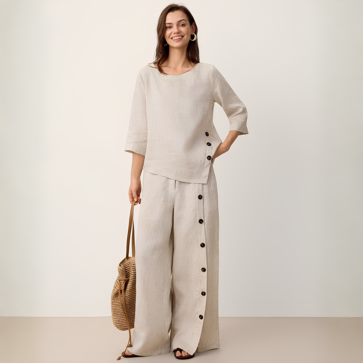 Nyla Asymmetric Linen Top