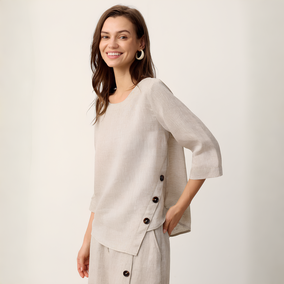 Nyla Asymmetric Linen Top