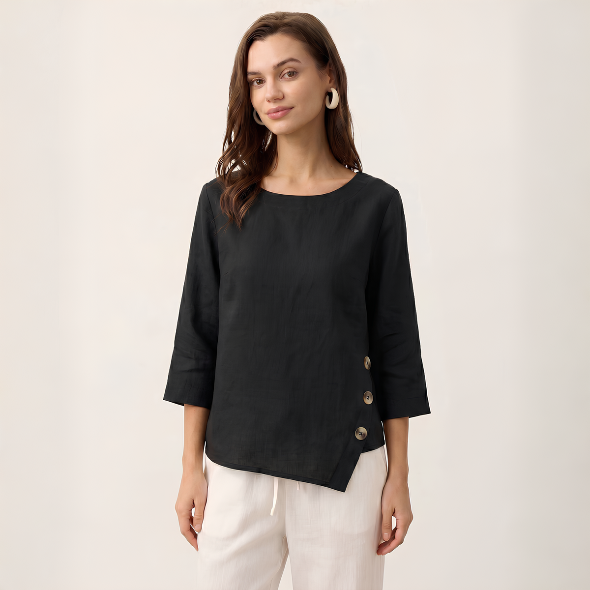 Nyla Asymmetric Linen Top