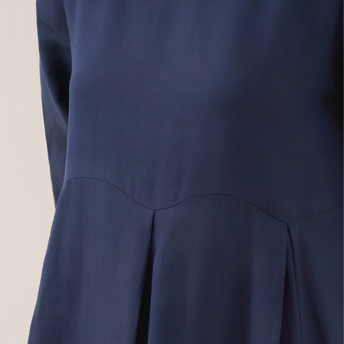 Pleated Linen Midi Dress