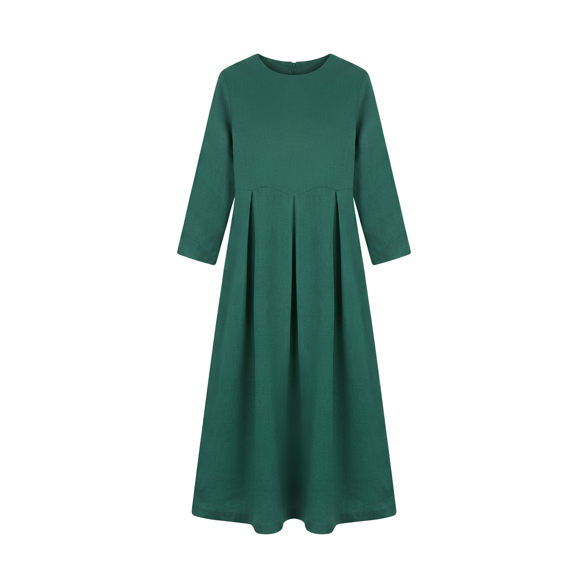 Pleated Linen Midi Dress