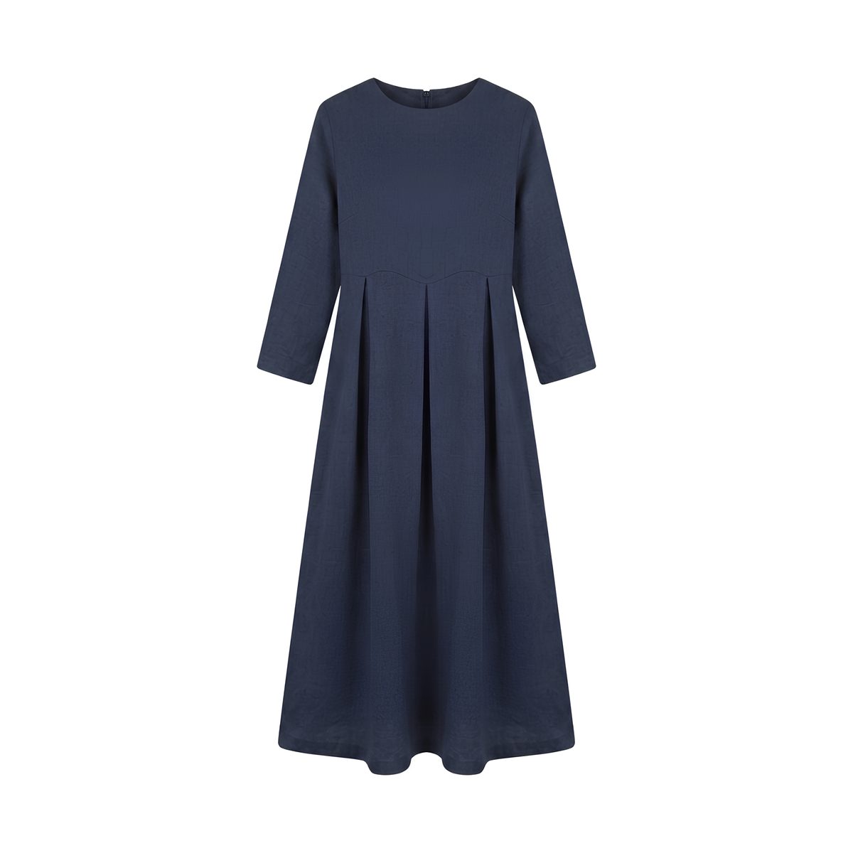 Pleated Linen Midi Dress