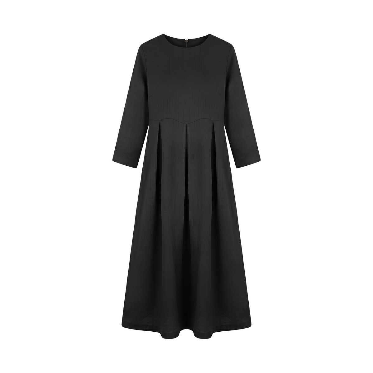 Pleated Linen Midi Dress