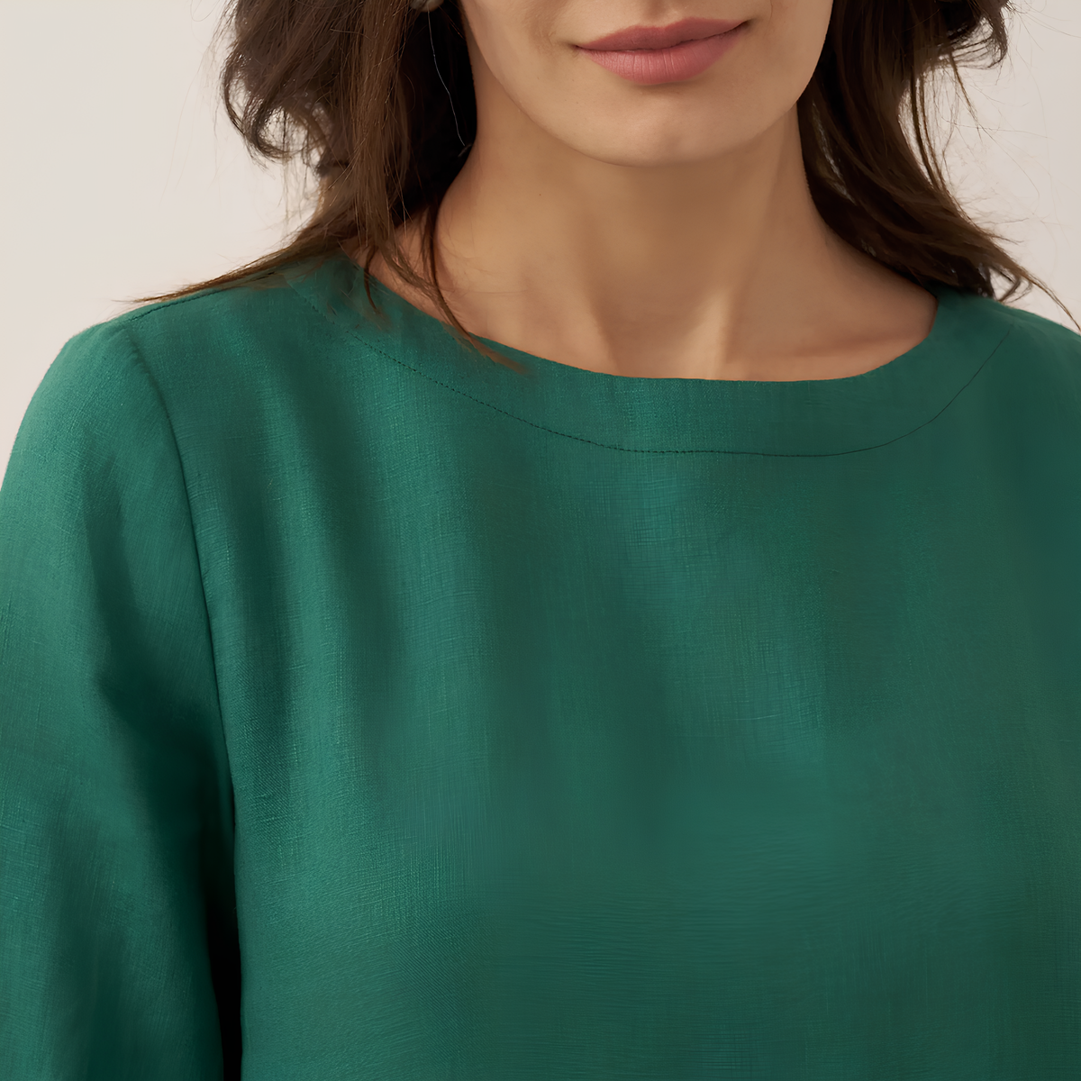 Pleated Linen Midi Dress