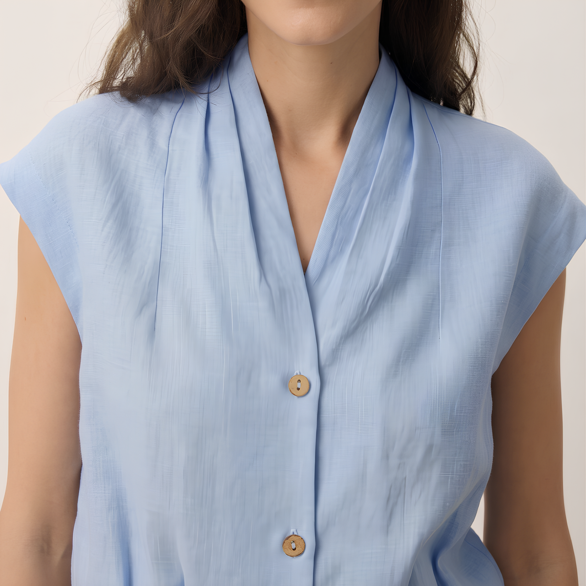 Surplice Linen Cropped Shirt