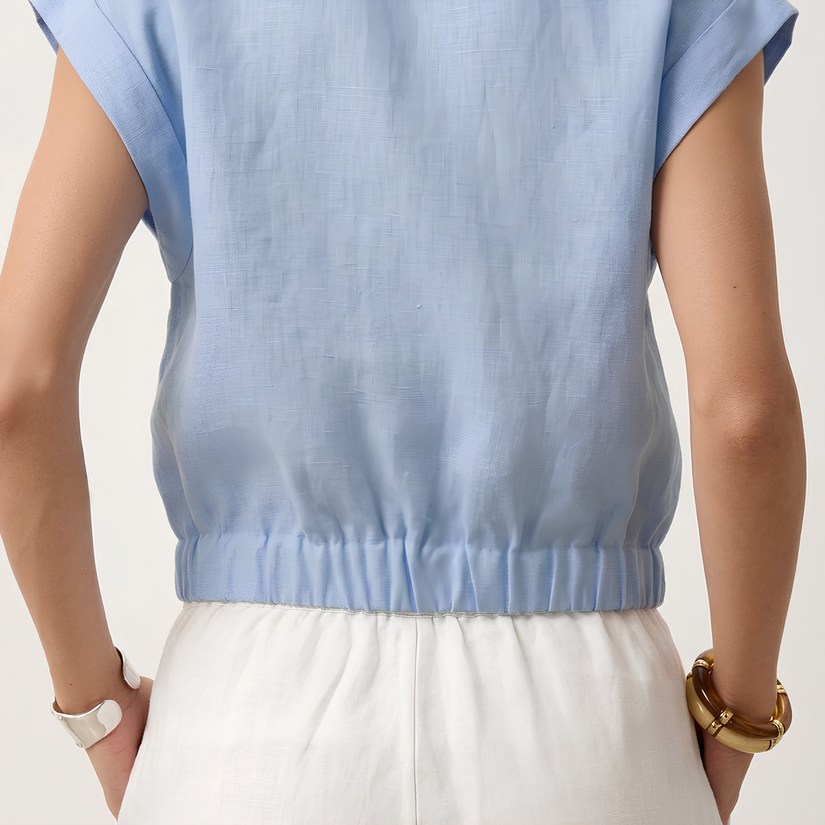 Surplice Linen Cropped Shirt