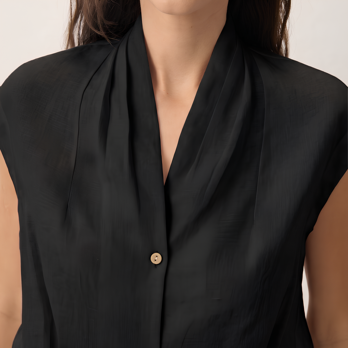 Surplice Linen Cropped Shirt