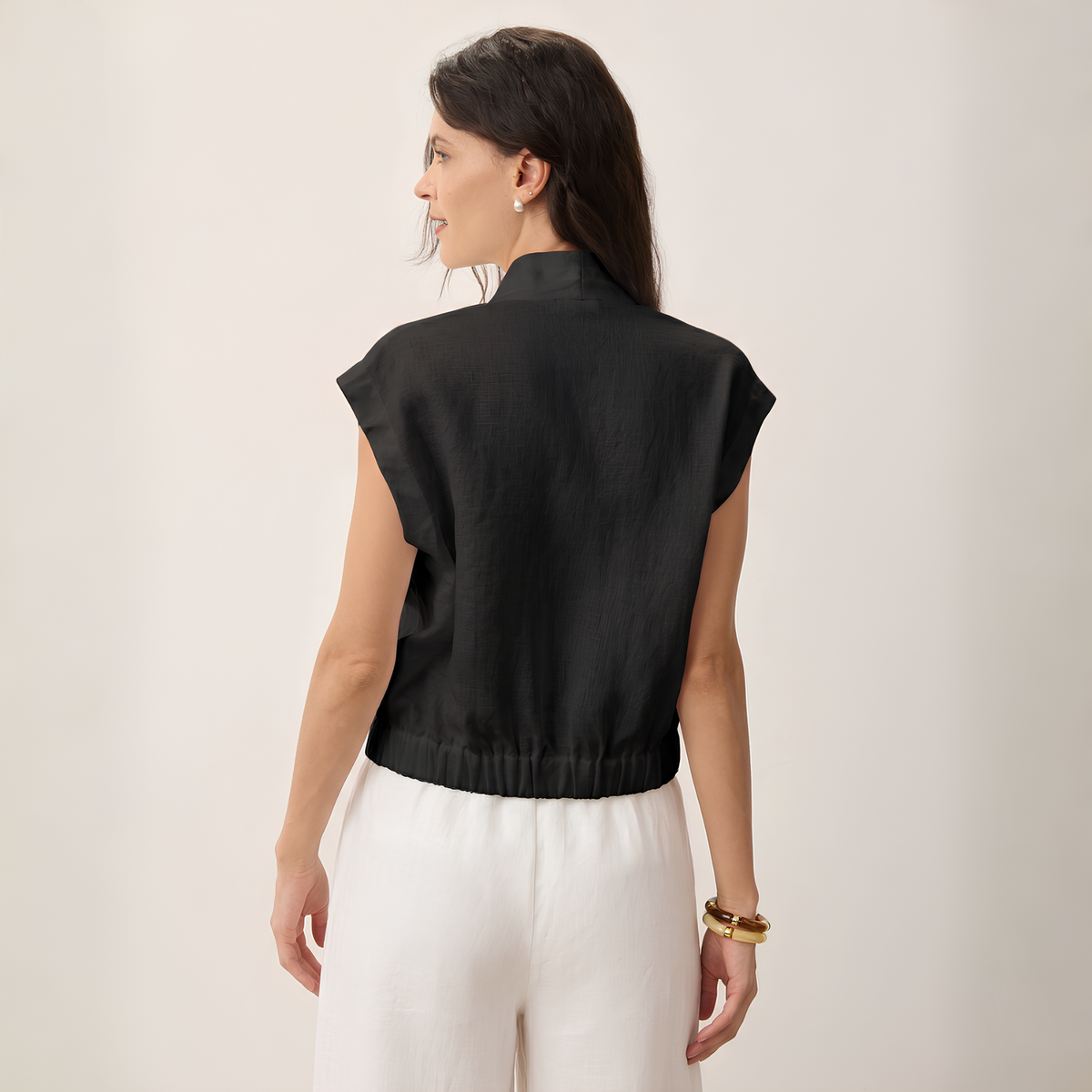 Surplice Linen Cropped Shirt
