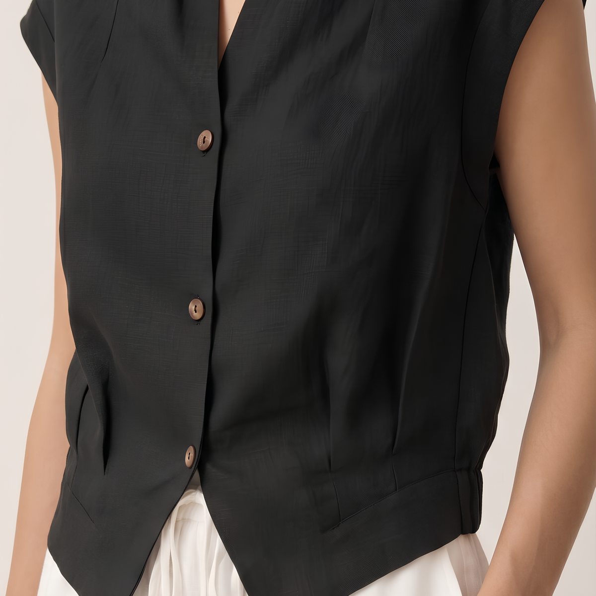 Surplice Linen Cropped Shirt